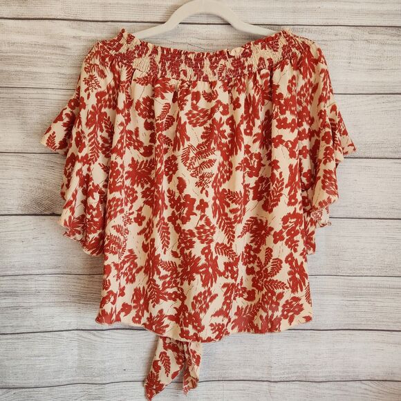 Mainstrip M Floral Cottagecore Y2K Beach Coastal Flowy Sleeve Crop Blouse - Picture 8 of 8